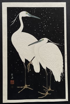 Two Herons in Snow