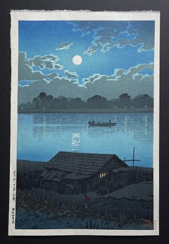 Moon on the Arakawa River in Akabane