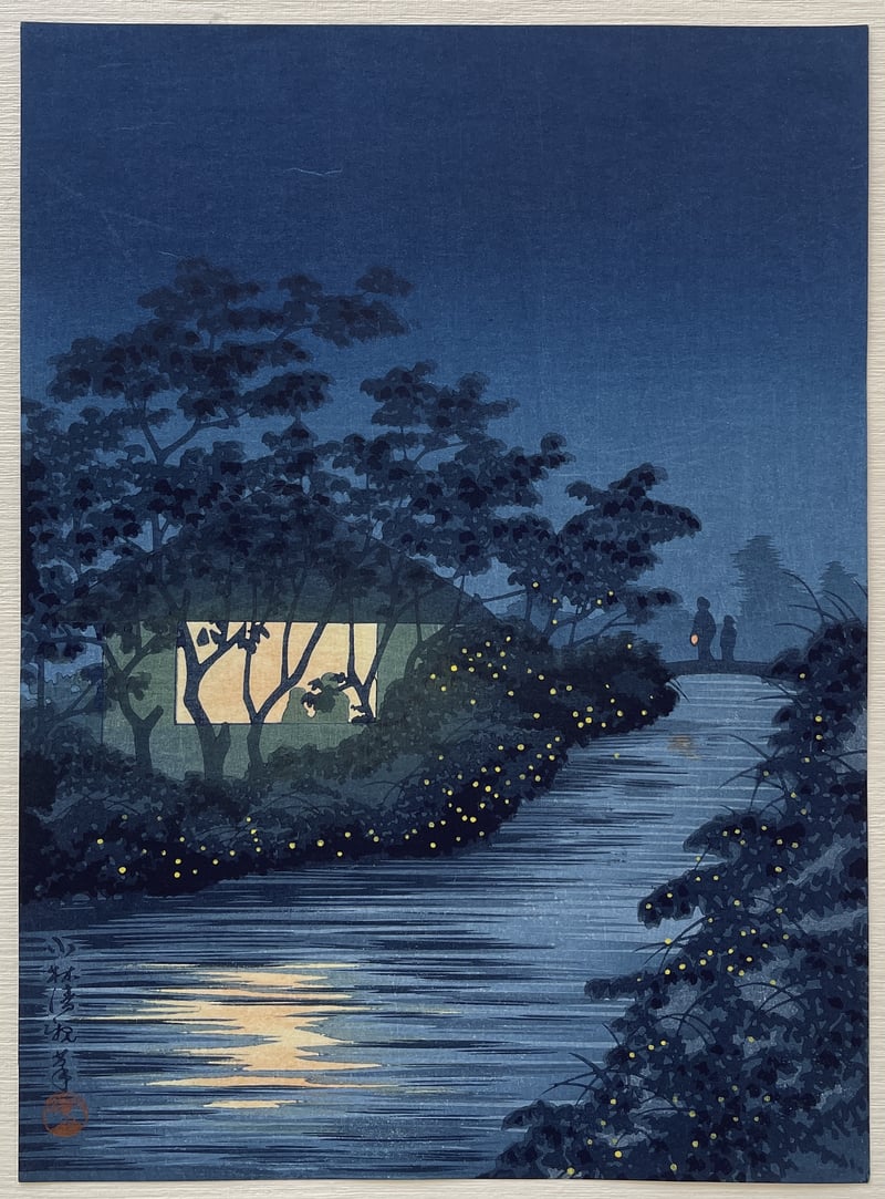 Fireflies on River Bank by Kobayashi Kiyochika