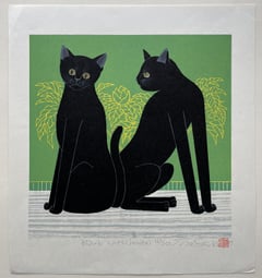 Invitation - Black Cat on Green