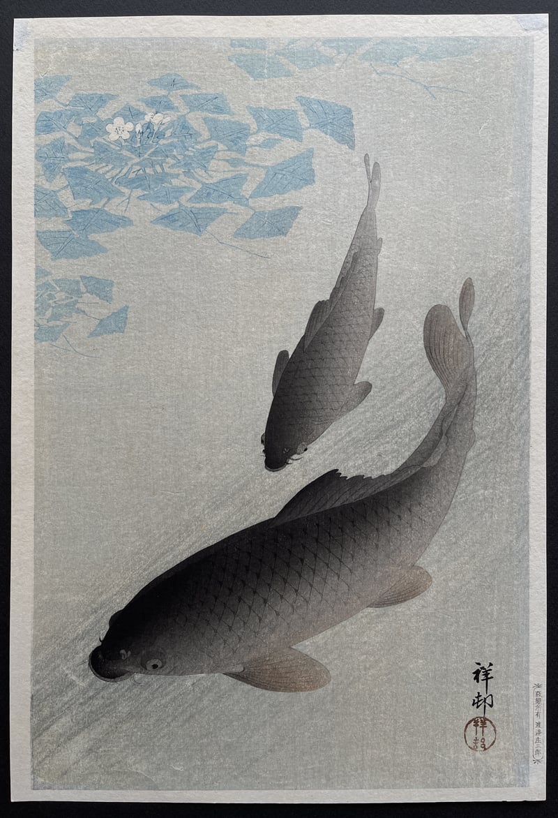 Carp and Water Plants (Early Edition) by Ohara Koson