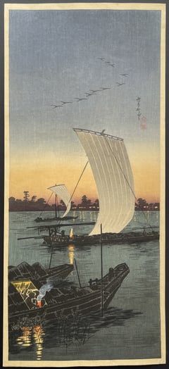 Sailboats in Sunset at Sekiyado
