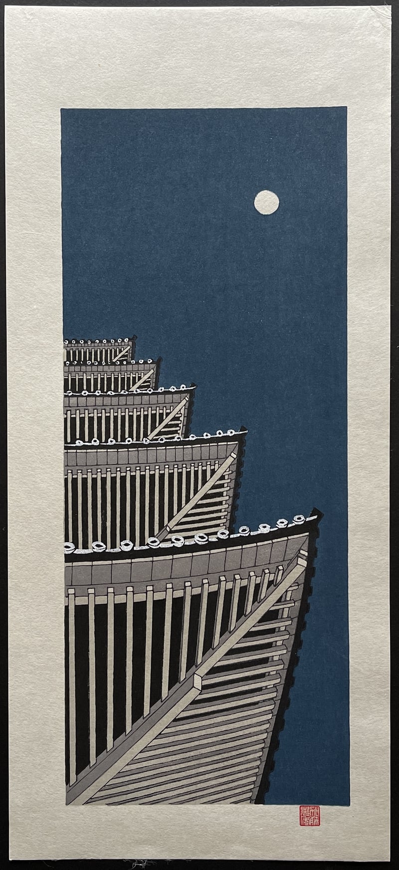 Temple in moonlight by Teruhide Kato