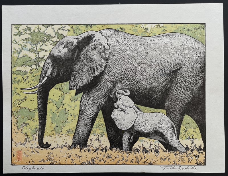 Elephants by Toshi Yoshida