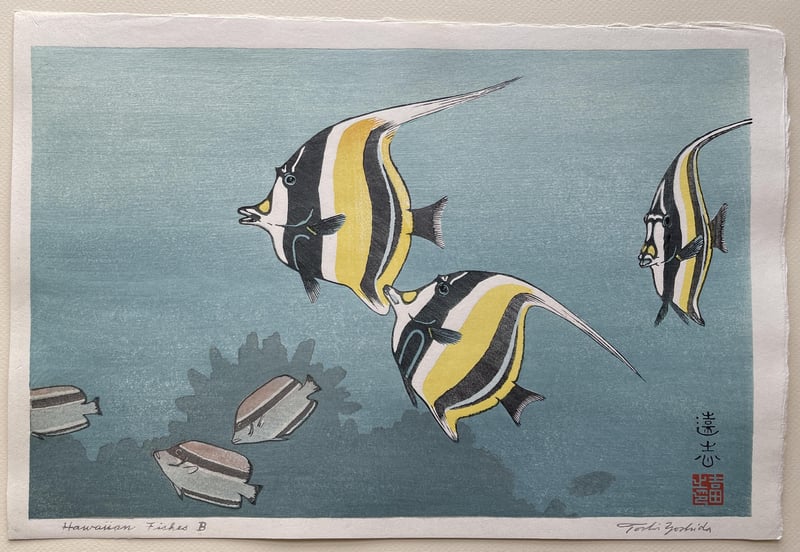Hawaiian Fishes (B) (Heisei) by Toshi Yoshida