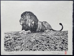 Lion (monochrome) (Heisei)