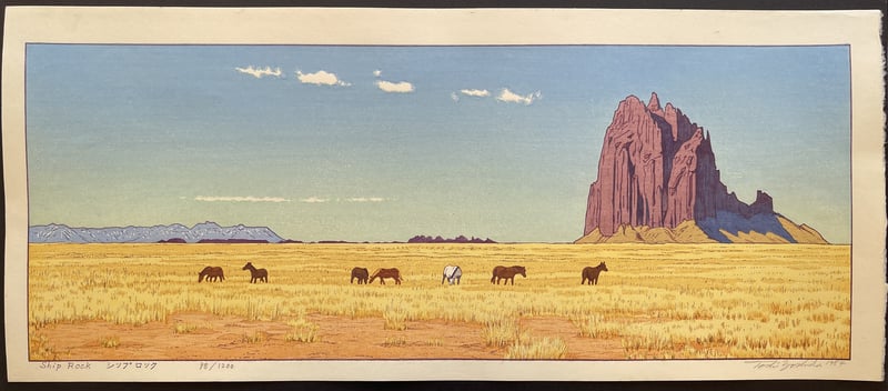 Ship Rock (Signed) by Toshi Yoshida