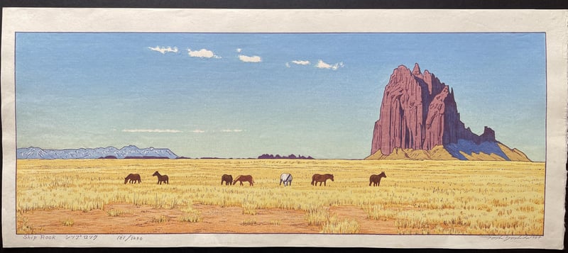 Ship Rock (Signed) by Toshi Yoshida