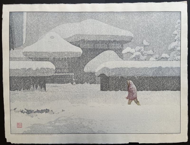 Snowstorm and Yoko: Snow Country (Signed) by Toshi Yoshida