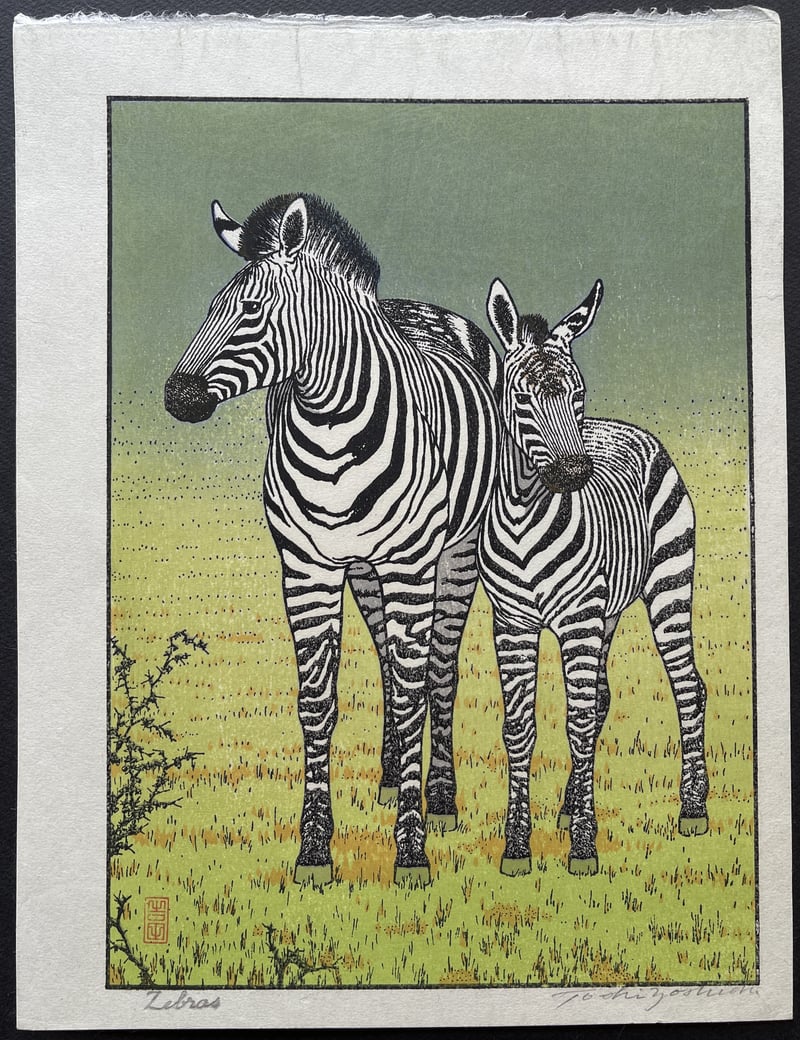 Zebras (Signed) by Toshi Yoshida