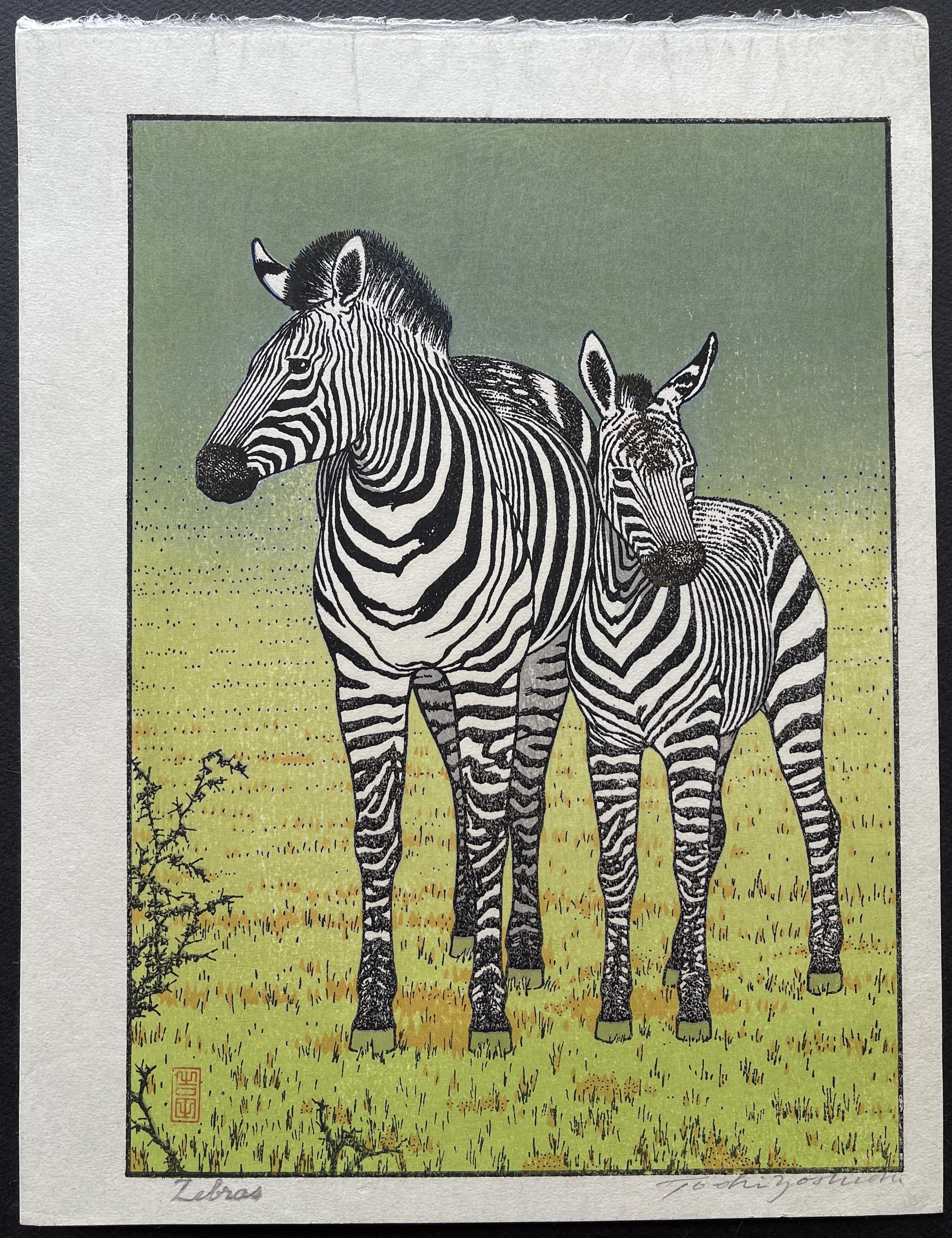toshiです。 Zebras (Signed) by Toshi Yoshida — Nipponprints
